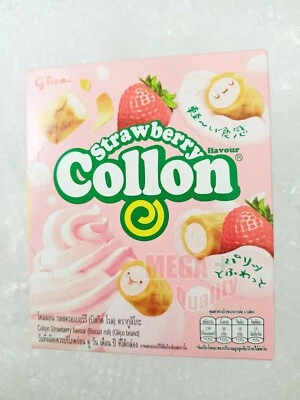 Rollo de galletas crema suave con sabor a fresa Glico Collon 41 g Foto 1 de 3