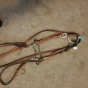 Top Qualität Doppelohrshow HEADSTALL, argentinische Trense, NEU geteilte Zügel - Bild 1 von 9