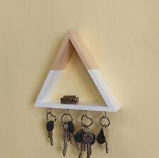 Triangle key holder with mini shelf in natural color with white top