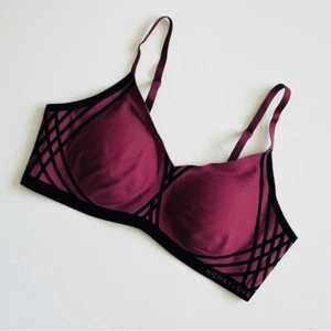 Honeylove MEDIUM Crisscross BH ohne Bügel in Pflaume Lila Schwarz Samt - Bild 1 von 4
