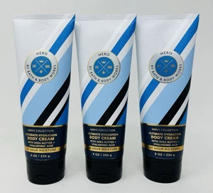 3 BATH & BODY WORKS HERO MEN'S COLLECTION ULTRA SHEA BODY CREAM 8 OZ LOTION NEW - Picture 1 of 1