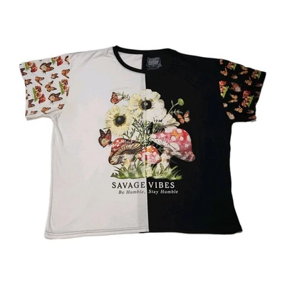 Fresh Laundry Plus Size Big & Tall T Shirt Black White Multicolor Floral Sz 5XL - Image 1 of 4