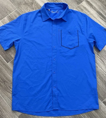 Under Armour High Tide Fishing Shirt Mens Large Fitted Blue Performance Wicking - Image 1 of 4