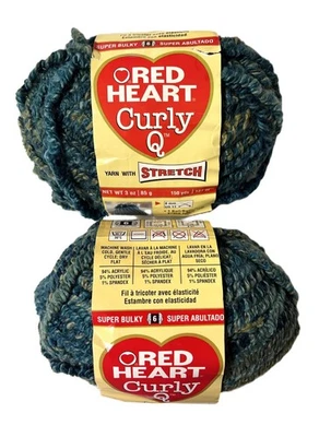 2 Skeins Red Heart Curly Q Yarn #7958 Totally Teal Super Bulky — 第 1/4 张图片