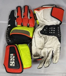 iXS Suzuka Leather Motorcycle Gloves Red/Yellow/Black - Size L - Picture 1 of 4