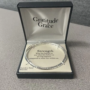 Grace & Gratitude Strength Bracelet Stainless Steel /Valentine Gift/Friendship - Picture 1 of 5