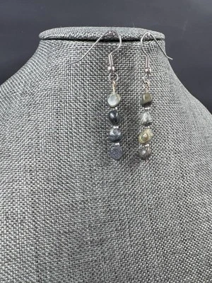 Pendientes de plata verde oscuro Foto 1 de 3