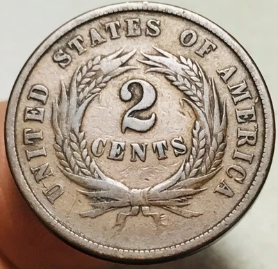 1864 Two Cent Piece 2C Civil War Date Large Motto CUD US Copper Coin CC28208 - Image 1 of 4