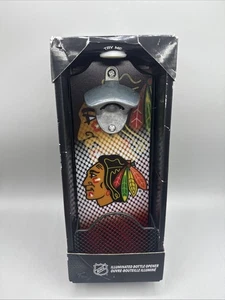TEAM SPORTS Blackhawks ILLUMINATED BOTTLE OPENER WITH CAP CATCHER BASKET - Picture 1 of 4