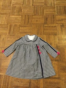 Vestido Florence Eiseman Azul/Blanco Cuadros Manga Larga, Talla 24 Meses!  - Imagen 1 de 6