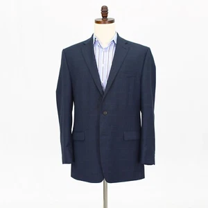 Ralph Lauren 42L Navy Sport Coat Blazer Jacket Check 2B Wool - Picture 1 of 11