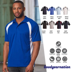 Mens Contrast POLO SHIRTS Micro Mesh Cool Dry Work Sports Club Gym Short - Picture 1 of 19