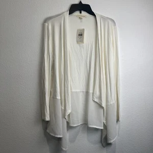 Retrology Knit Cardigan Sweater Women's Size L White Open Front NWT - Picture 1 of 8