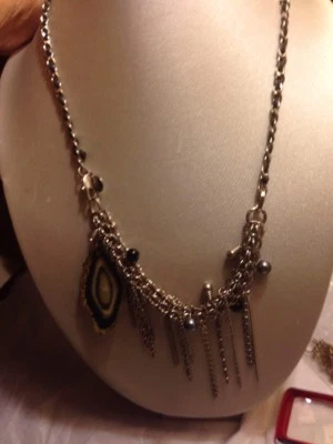 COLLAR CALVIN KLEIN PLATA E HILO NEGRO METAL DECLARACIÓN Foto 1 de 4