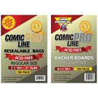 100 Pack - ComicProLine RESEALABLE Regular Size OPP Comic Bags + Backer Boards