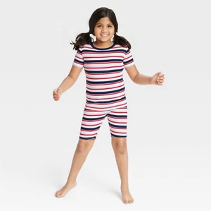 Kids' Americana Striped Pajama 2 Piece Set - Red White Blue, Size 4 - Picture 1 of 2