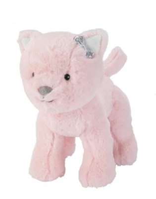 全新带标签 Carters 粉红色毛绒小猫小猫银色蝴蝶结填充动物婴儿玩具 67638 — 第 1/4 张图片