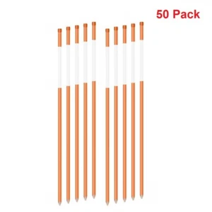 Driveway Markers Snow Stakes 50 Pack of 48 Inch Long Orange Reflective markers - Picture 1 of 12