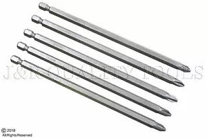5pc #2 x 6" Phillips Screwdriver Drill Bit Magnetic Tip Extra Long Set - Picture 1 of 1
