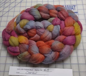 Targhee Wool Combed Top Roving Spinning Handpainted Dyed Felt USA NWT Cheraw - Picture 1 of 1