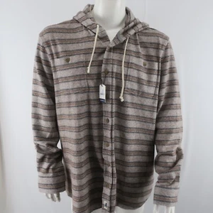 johnnie-O Top Shelf Button Up Flannel Shacket Hoodie 2XL Striped - Picture 1 of 10