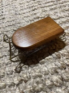 Vintage Christmas Wooden Sleigh With Metal Runners 6x1.5x2.5 Inches - Picture 1 of 5