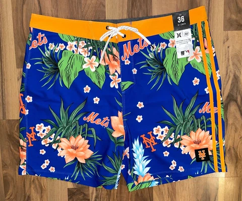NEW Mens Hurley x '47 MLB New York Mets Phantom Tropics Board Shorts 18" Sz 36 Cover