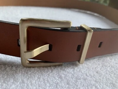 Calvin Klein Belt Women Large Faux Leather Tan Embossed Logo Brass Buckle Keeper - Image 1 of 4