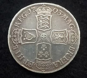 More details for rare 1703 queen anne vigo half crown coin from battle of vigo silver treasure 