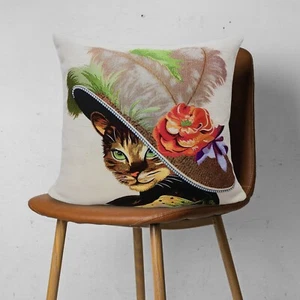 Decorative Gobelin Tapestry Kitten Pillow Cover,Cute Cats Belgian Tapestry - Picture 1 of 7