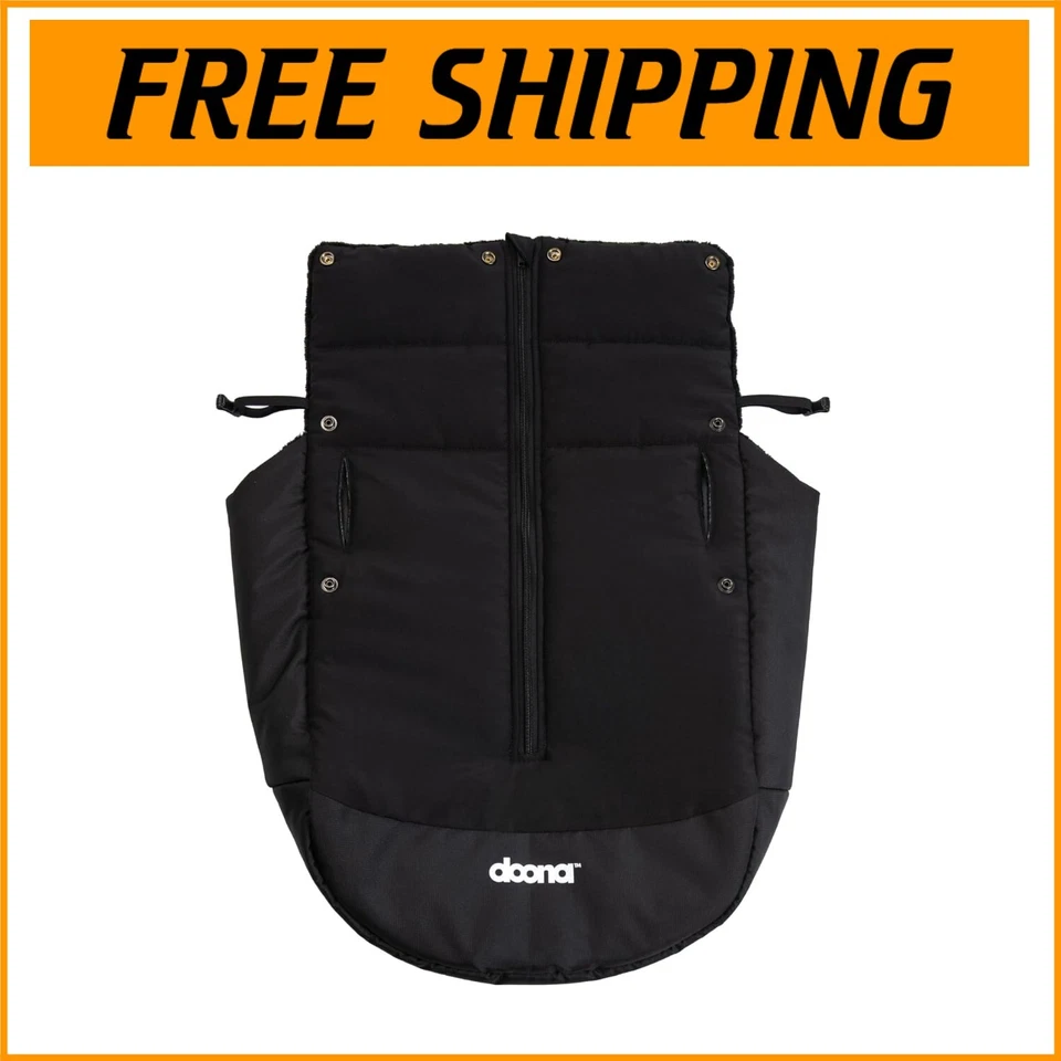 Funda de cochecito de invierno negra ajustable para clima frío - Cierre a presión fácil Foto 1 de 4