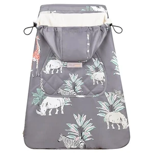 Baby Carrier Cover Universal Hoodie All Season- gray zoo animal print adjustable - Picture 1 of 5