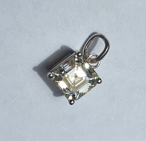14K White Gold Asscher Cut Quality 1ct White Moissanite Pendant - Picture 1 of 15