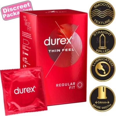 DUREX Ultra Thin Feel Sex Condoms Extra Sensitivity Pleasure 54mm Fetherlite New - image 1 of 4