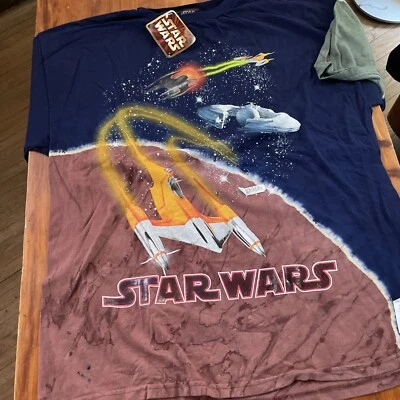 Винтажная редкая футболка 90-х Star Wars Tyedye Space Flight размер XL - Изображение 1 из 4
