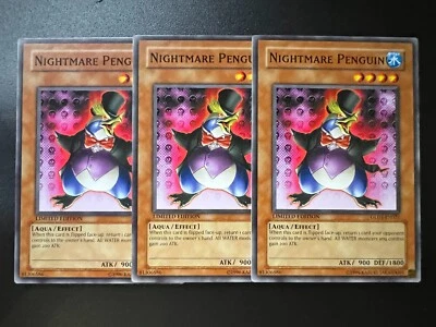 3x Nightmare Penguin GLD1-EN021 Common Gold Series 1 PLAYSET Near Mint Yugioh - Image 1 of 2