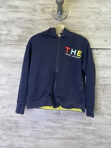 Marc Jacobs Jungen Hoodie Größe 6 blau gelb Logo durchgehender Reißverschluss - Bild 1 von 9