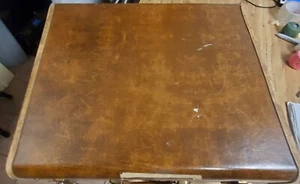 Vintage Samsonite Brown Leather Hard Shell Luggage Suitcase 8 3/4 x 18 x 21 1/4 - Picture 1 of 9