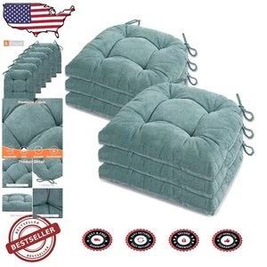 Versatile 6-Piece Teal Dining Chair Cushions - Lightweight and Machine Washable - Picture 1 of 10