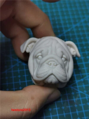 Cabeza de animal de bulldog de Inglaterra 1:12 tallada para figura de acción masculina de 6" cuerpo Foto 1 de 4