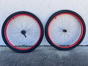 Gravity Parrot 26 Inch Beach Cruiser Coaster Brake Wheel Set RED ALUMINUM - Picture 1 of 5