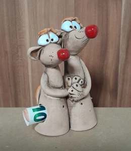 Keramik Geldgeschenk *Mäusepaar* Herz Liebespaar Geld Deko Geschenk Handmade - Bild 1 von 9