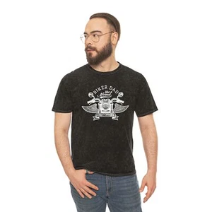 Gift for Dad Biker Dad Mineral Wash T-Shirt, Biker Dad TShirt, Gift for Fathers - Picture 1 of 4