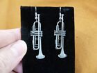 (M209-k) Bach TRUMPET dangle earrings Pewter JEWELRY I love brass music jazz