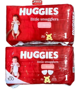 Huggies Little Snugglers Baby Diapers Size 1, Up to 14 Lb. 32 Ct- 2Pk=64 Diapers - Picture 1 of 2