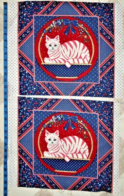 VINTAGE COTTON FABRIC PANELS PILLOW QUILT BLOCK AMERICANA CAT KITTENS U PICK - Image 1 of 2