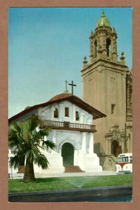 Mission Dolores San Francisco California Palm Tree Old Bus Postcard - Picture 1 of 2