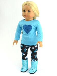  Juego de 2 piezas de pantalones Blue Glitter Heart para muñecas American Girl de 18 pulgadas  - Imagen 1 de 3