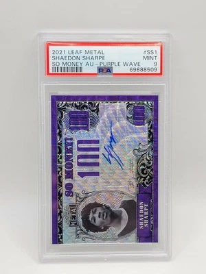 2021 Leaf Metal #SS1 Shaedon Sharpe So Money Purple Wave /25 PSA 9 - Image 1 of 2