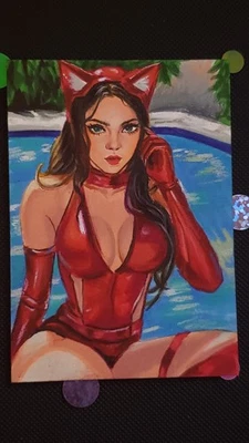 ACEO ORIGINAL HAND DRAWN 1/1 Sexy Scarlet Witch, Signed By Wendy, Marvel OOAK - Image 1 of 4